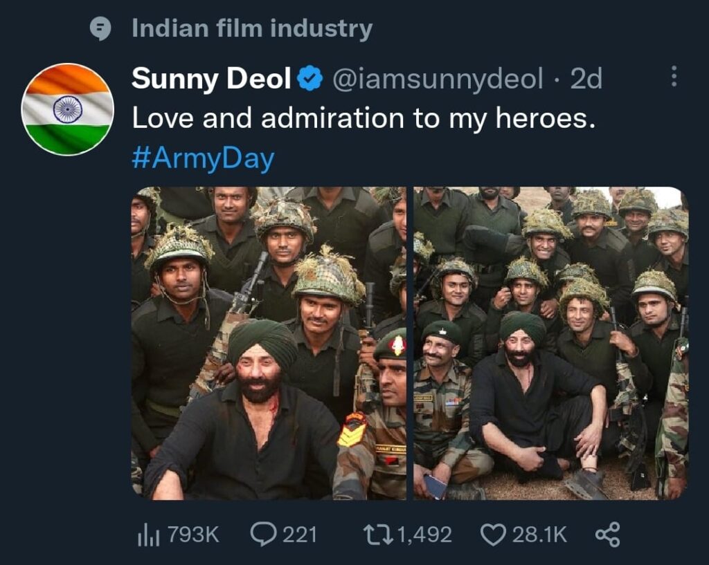 Sunny Deol with the Indian Army